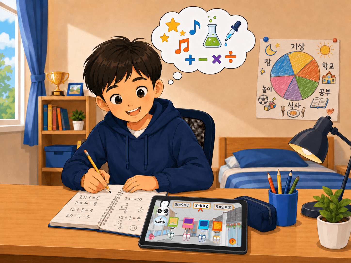 노트를 즐겁게 끄적이는 아이